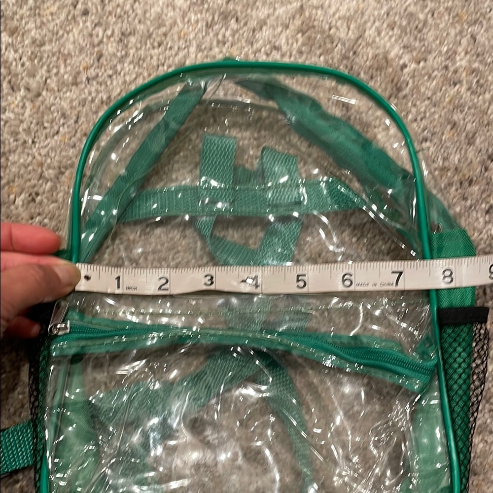 Small Clear Backpack With Green Lining - image 3